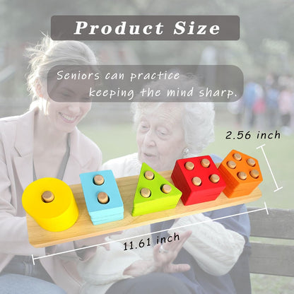 Regine Switzerland Cognitive Training Games - Wooden Puzzles for Seniors | Geometric Colors & Numbers