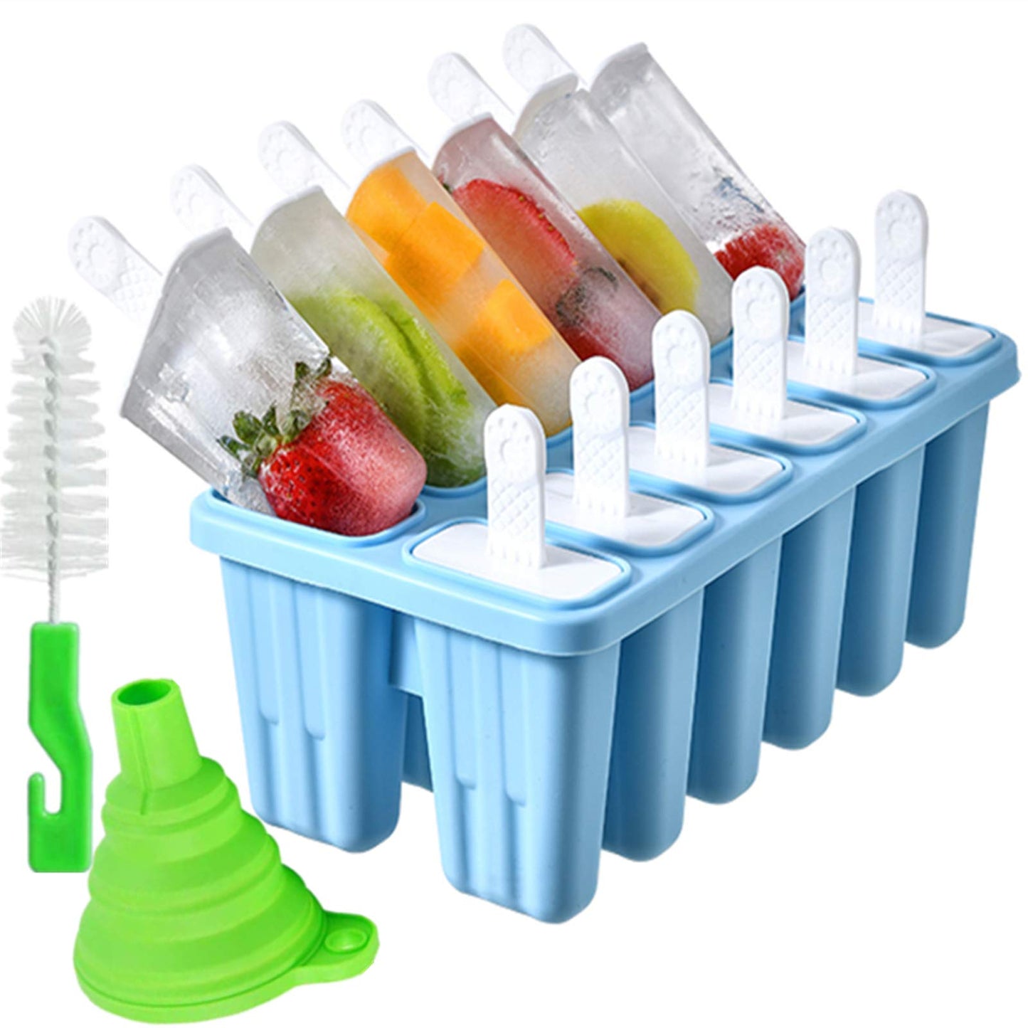 Popsicle Molds 12 Pieces Silicone Ice Molds Popsicle Molds Reusable Easy Release Ice Pop Make (12 Cavities-Blue)