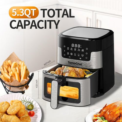 Air Fryer 10-in-1 by [Brand Name] - 5.3QT Compact Oil-Free Cooker with Digital Control | Healthy Cooking in Black