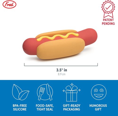 Genuine Fred WINE WIENER- Hot Dog Wine Bottle Stopper, Resuable Silicone Sealer, Wine Preserver Accessory, Great White Elephant Gift and Stocking Stuffer