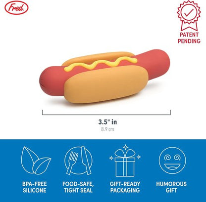 Genuine Fred WINE WIENER- Hot Dog Wine Bottle Stopper, Resuable Silicone Sealer, Wine Preserver Accessory, Great White Elephant Gift and Stocking Stuffer