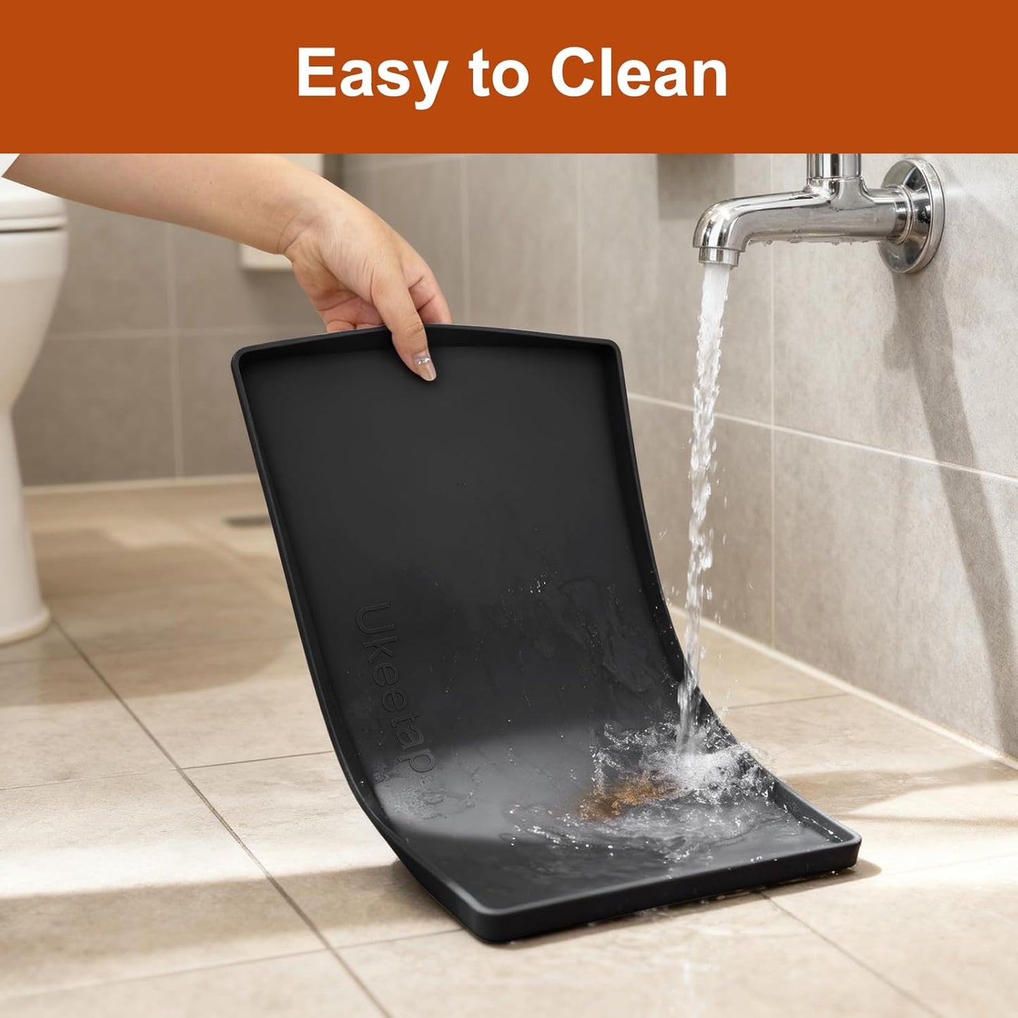 Skiennix Extra Thick Silicone Dog & Cat Food Mat - Waterproof, Non-Slip, 19” x 12”, Black