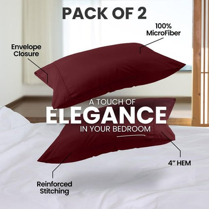 Utopia Bedding Queen Pillow Cases - 2 Pack - Envelope Closure - Soft Brushed Microfiber Fabric - Shrinkage and Fade Resistant Pillow Covers Queen Size 20 X 30 Inches (Queen, Burgundy)