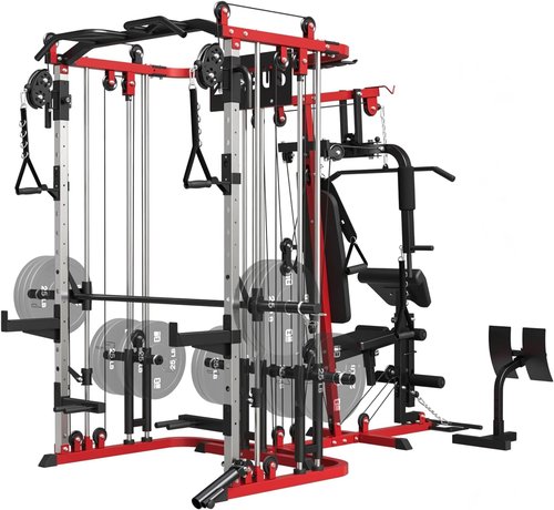All-In-One Home Gym System - Multi-Function Smith Machine with Cable Crossover | Full Body Workout Trainer