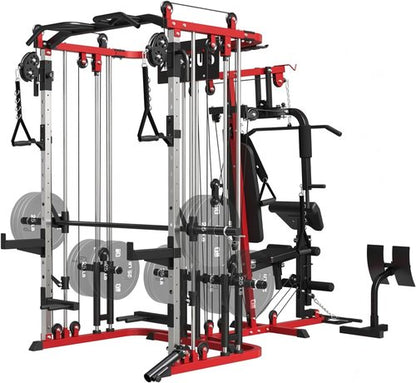 All-In-One Home Gym System - Multi-Function Smith Machine with Cable Crossover | Full Body Workout Trainer