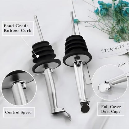2 Pack Oil Pourers with Flip Top, Olive Oil Dispenser, Speed Pour Spouts for 3/4" Bottle Mouth