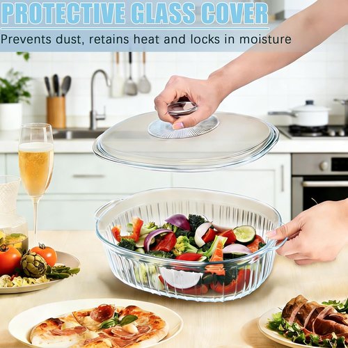 Glass Baking Dishes by [Brand Name] - Casserole Dish Set with Lid | 1.9 Qt & 3 Qt for Lasagna and Leftovers