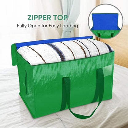 BALEINE Oversized Moving Bags - Heavy-Duty Storage Totes with Reinforced Handles | Light Green, 2-Pack