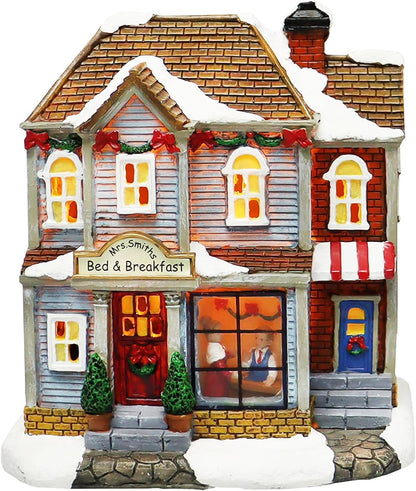 Moments In Time 20-Piece Lighted Christmas Village Set - Hand-Painted Holiday Town Display with LED Lights