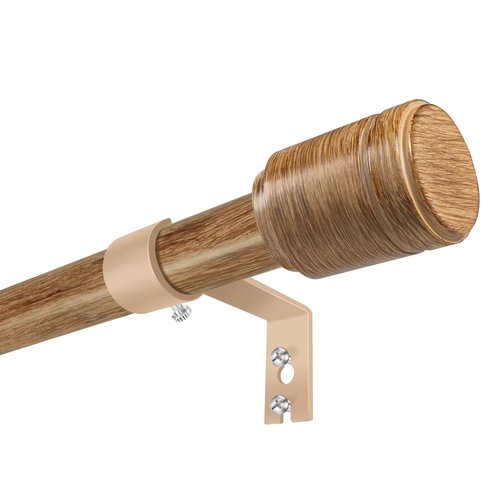 5/8” Diameter Curtain Rods 30-60 Inch, for 30-54 Inch Windows, Adjustable Splicing Wood Grain Curtain Rods for Windows with Brackets, Window Rod Long Small Curtains Rod, 2 Pack