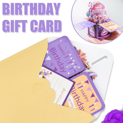 Surprise Pop Up Birthday Cards - Unique 3D Handmade Greeting Card for All Ages | Deep Purple