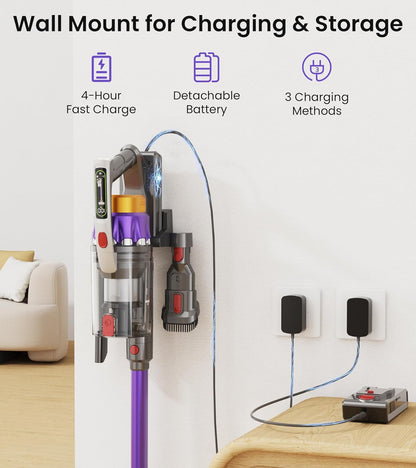 NADALY Cordless Vacuum Cleaner - 600W, 50KPA Suction, 65 Mins Runtime | Lightweight, Anti-Tangle Design for Home & Pet Hair