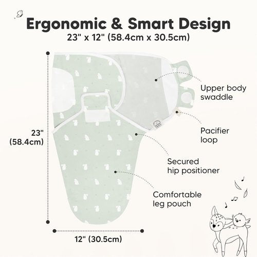 3-Pack Organic Baby Swaddle Sleep Sacks - Soft & Snug Swaddles for Newborns 0-3 Months | Adorable Bunny Design