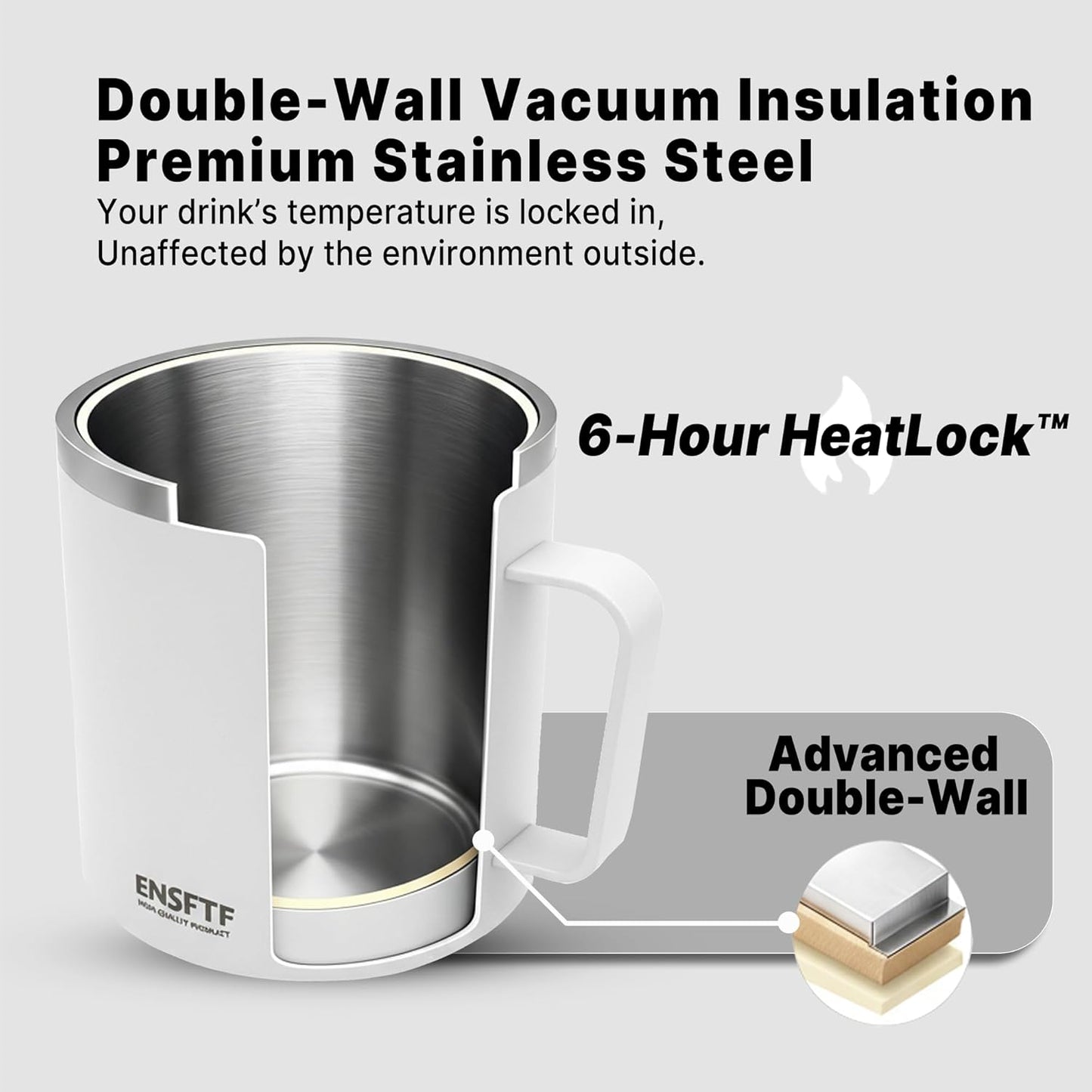 Skiennix 13 oz Stainless Steel Coffee Mug - Leak Proof Travel Tumbler with Lid | Insulated for Hot & Cold Drinks