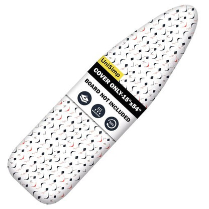UniSimp Ironing Board Cover and Pad 15"x54" Extra Thick Natural Cotton, Scorch and Stain Resistant Padding, Standard Size Iron Board Cover with Fasteners Heavy Duty Elastic Edge, Heatproof Boomerang