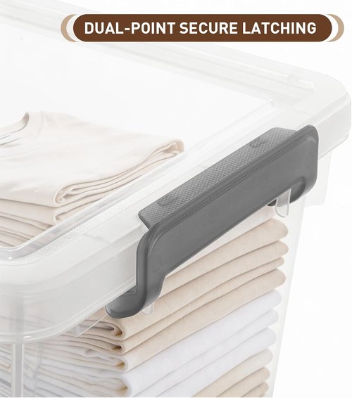 Citylife 33 QT Plastic Storage Bins - Clear Stackable Containers with Lids & Secure Latching Buckles