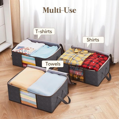Lifewit 35L Clothes Storage Bins - Foldable Blanket Bags with Lids & Clear Windows | Closet Organization
