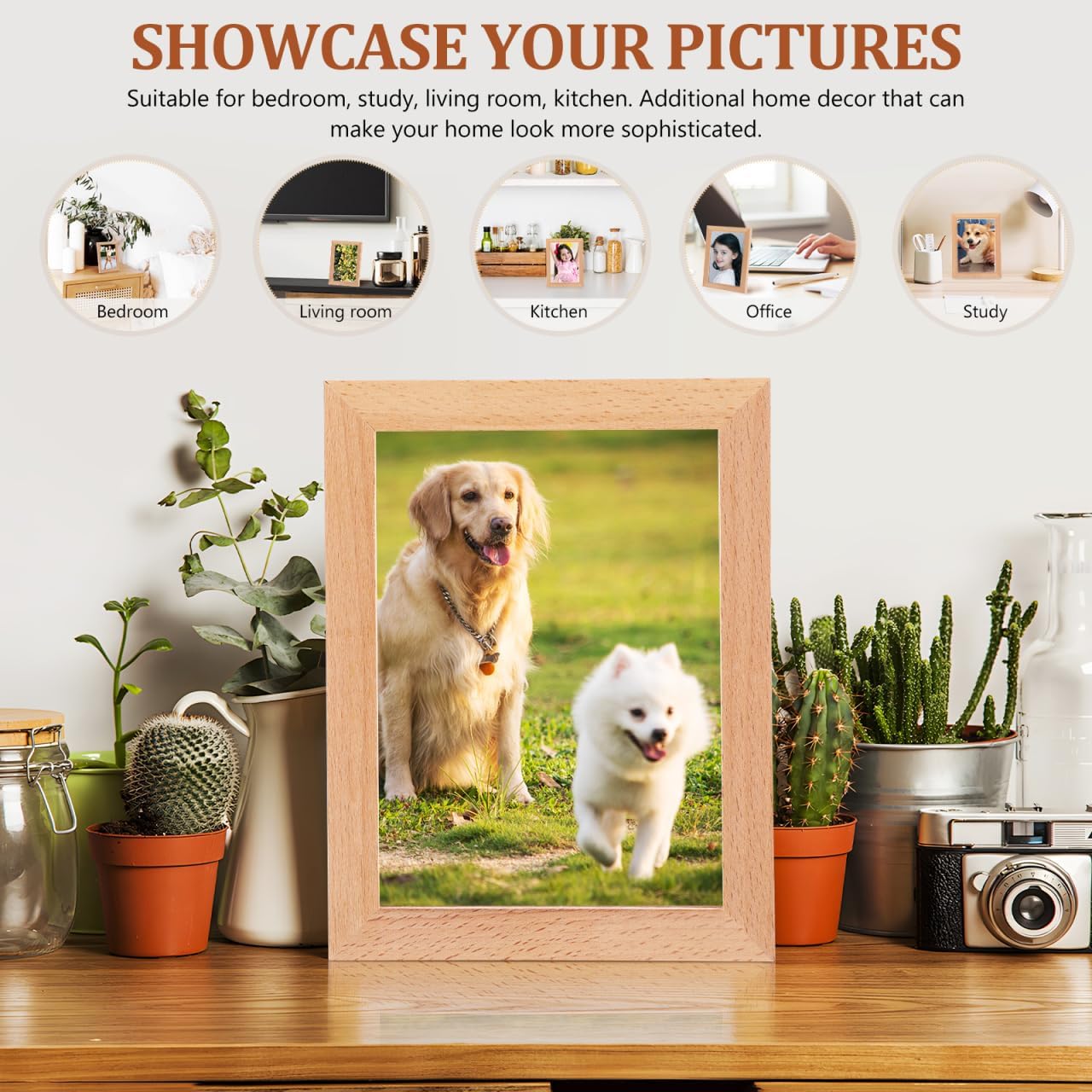 Uonlytech LED Photo Frame - Glowing Night Light Display for Pictures | Wooden USB Design