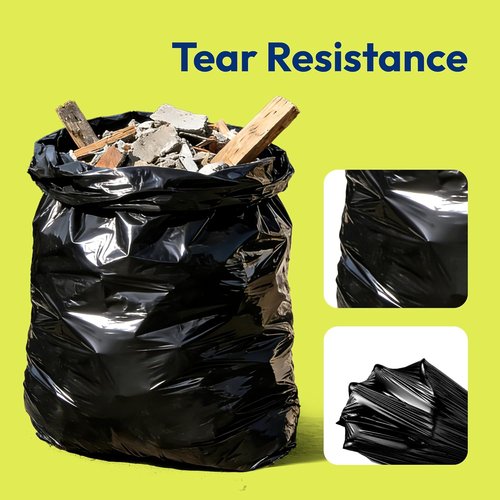 Heavy Duty Contractor Trash Bags - 33 Gallon, 1.0 Mil, Leakproof Black Garbage Bags for Construction & Yard Debris