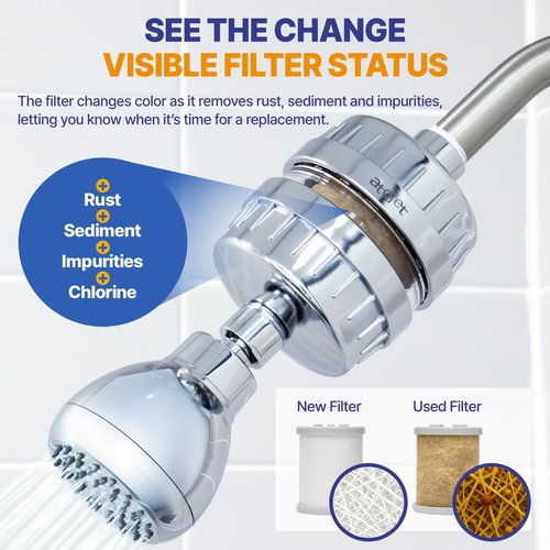 ATOJET Aqua Detox Shower Filter Influenced by Korea’s Beauty Tradition - Relieves Dryness and Irritation While improving Skin and Hair Health - Black (JNE600B-SNG-DTX)