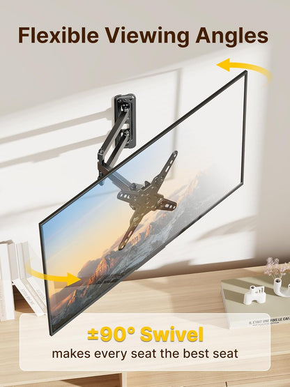 monTEK Full Motion TV Wall Mount Bracket - Swivel & Tilt for 13-43 Inch LED LCD TVs | Max VESA 200x200mm, 44lbs Capacity