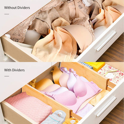 Utoplike Bamboo Drawer Dividers - Adjustable 4-Piece Set for Kitchen & Home Organization