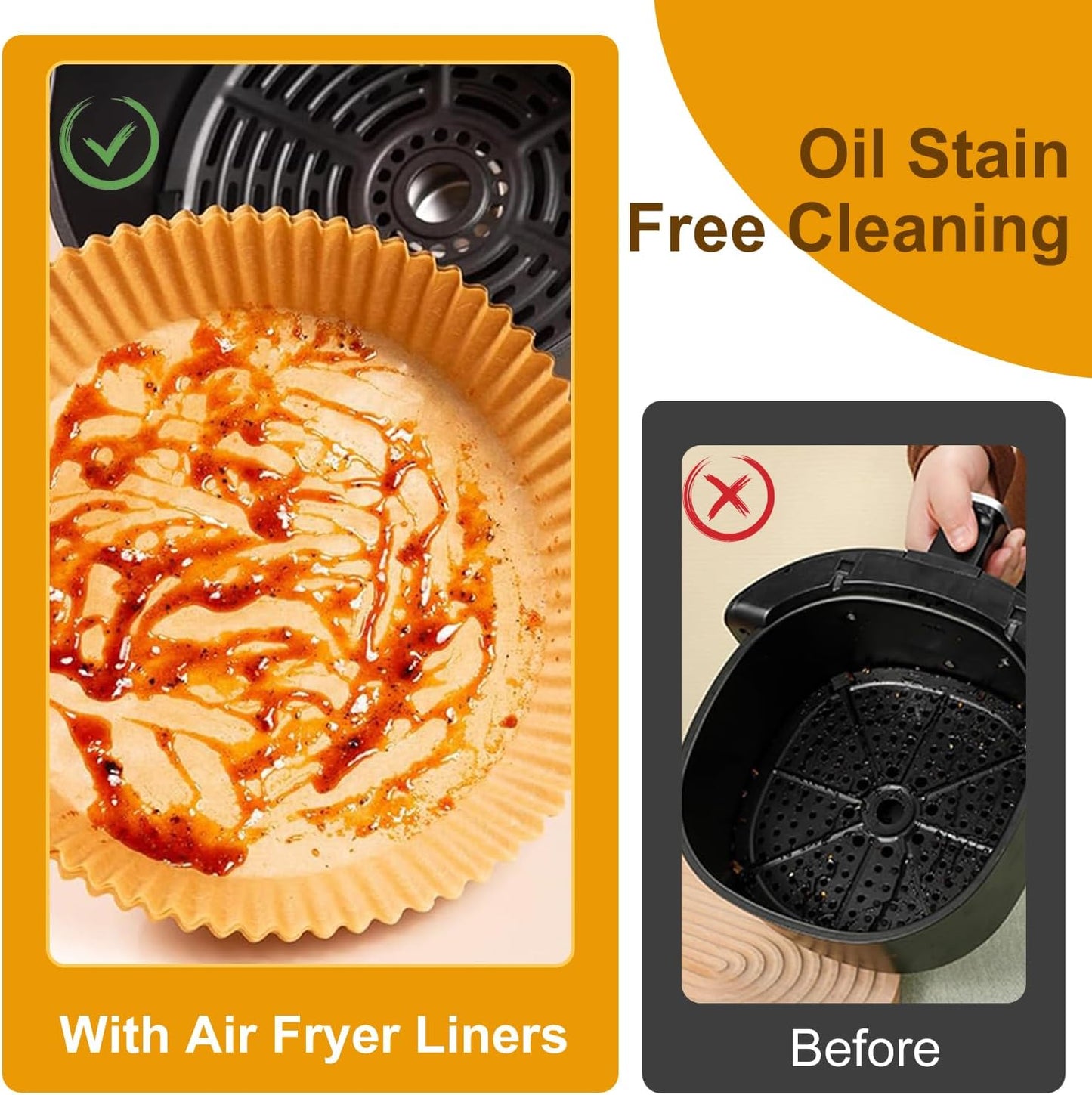 Skiennix Air Fryer Liners - 100 Pcs Non-Stick Parchment Paper for 6.3-Inch Round Air Fryers | Food Grade Accessories