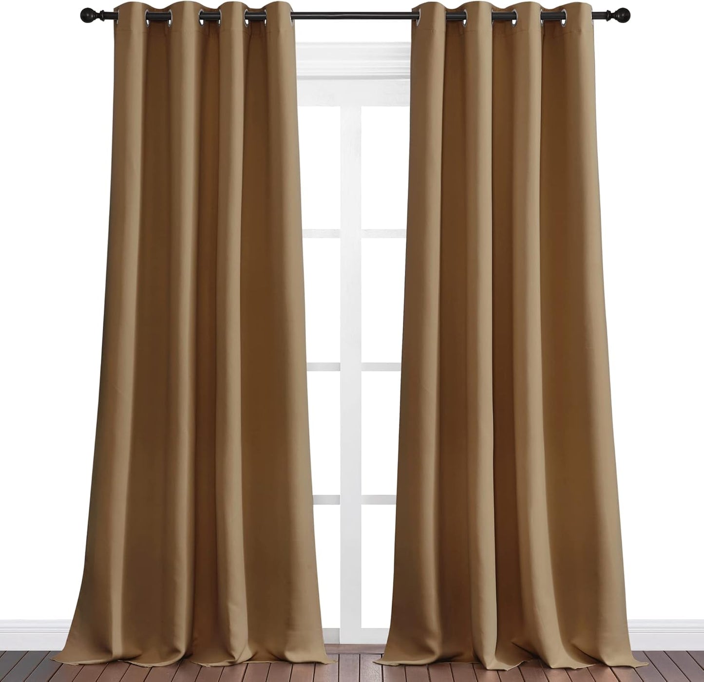NICETOWN Blackout Curtains - Noise Reducing & Draft Blocking | 90-Inch Length, 2 Panels, Gold Brown