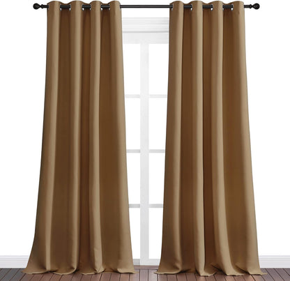 NICETOWN Blackout Curtains - Noise Reducing & Draft Blocking | 90-Inch Length, 2 Panels, Gold Brown