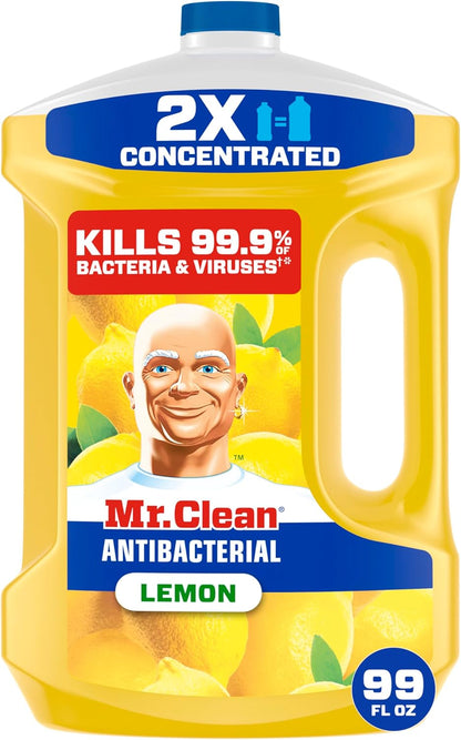 Mr. Clean Antibacterial All-Purpose Cleaner - Multi-Surface Cleaning Liquid, Lemon Scent, 99oz