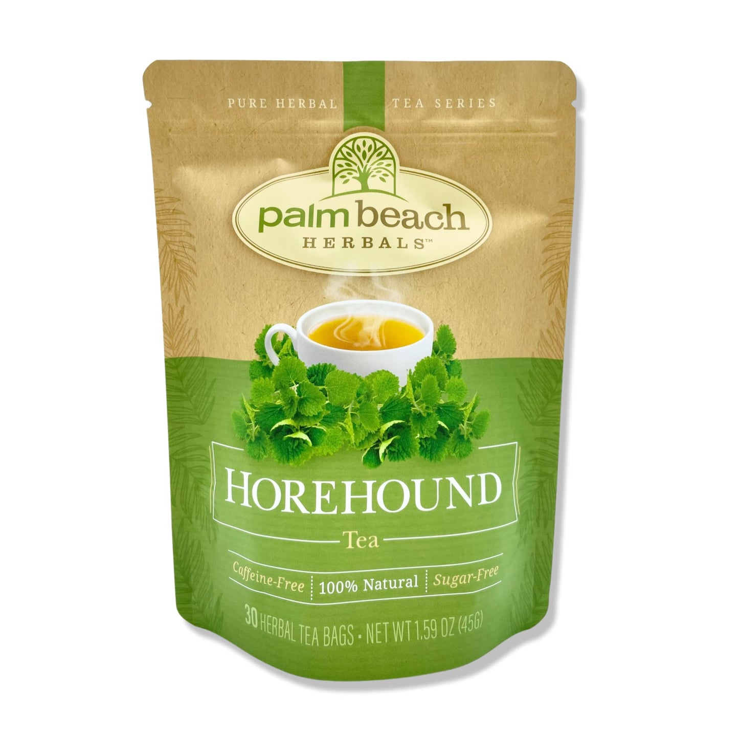 Horehound Tea by Palm Beach Herbals, 30 Count Tea Bags, Caffeine-Free | Pure Herbal Tea Series