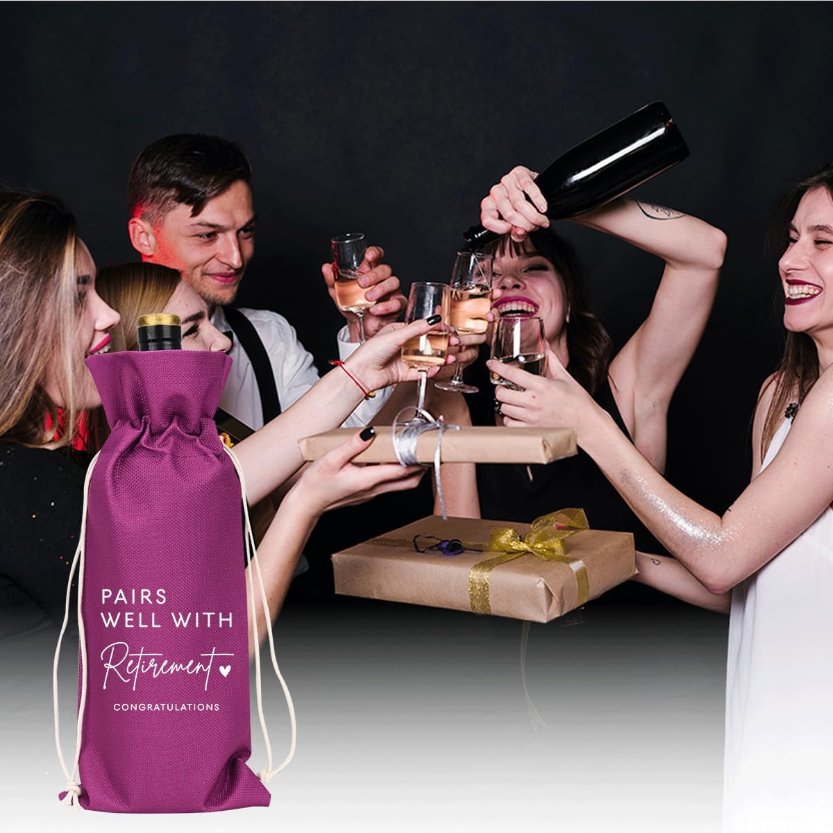 Purple Retirement Wine Bag Retirement Gifts for Women Men Farewell Gifts for Coworkers Going Away Gift for Friends Boss