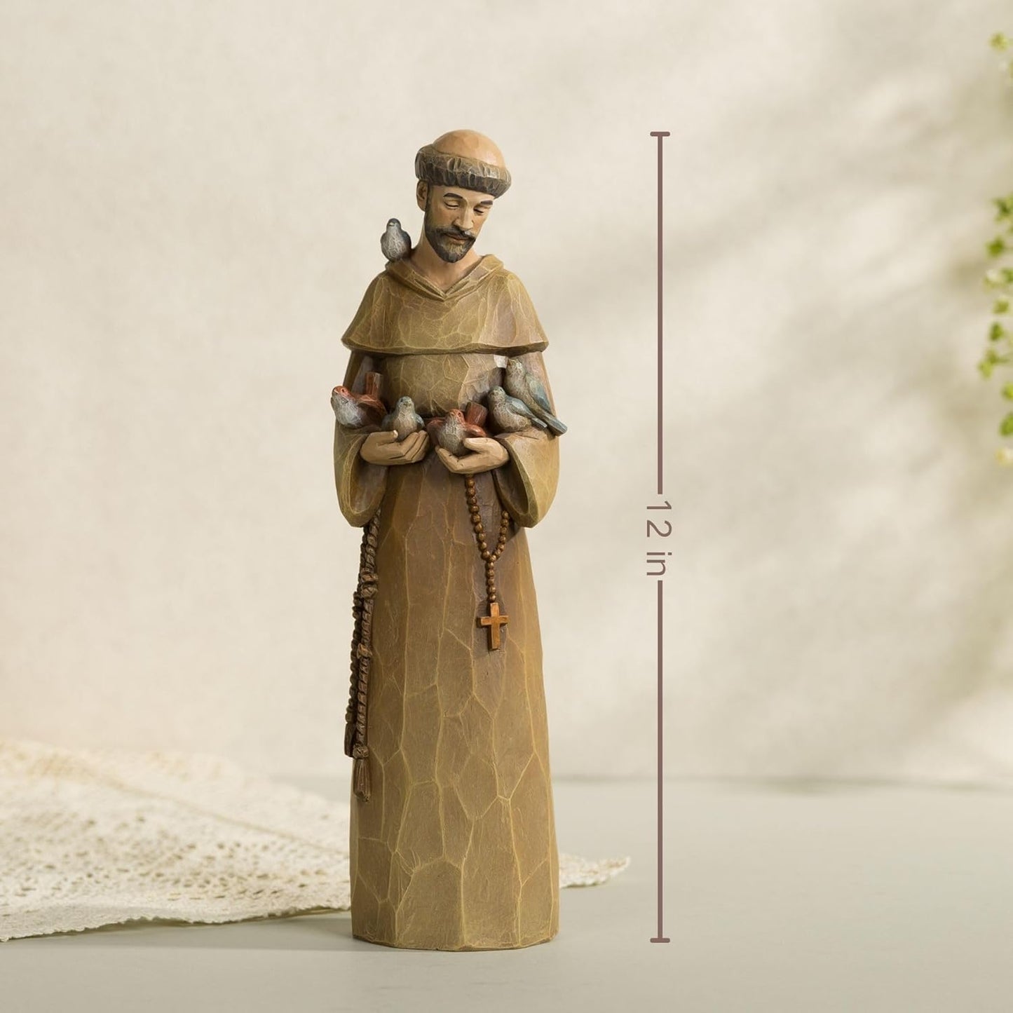 St. Francis Statue - 12 Inch Premium Resin Sculpture | Preaching to Birds, Perfect for Garden & Home Decor