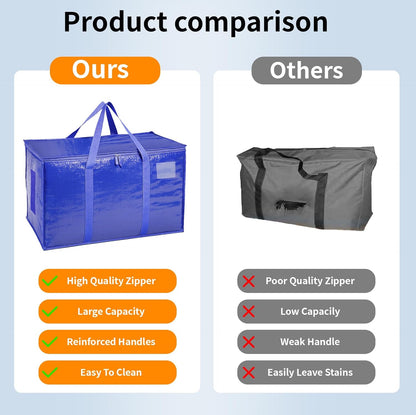 Skiennix Extra Large Heavy Duty Moving Bags - Waterproof Storage Totes with Zippers & Handles | 6 Pack (Blue)