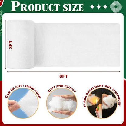 Christmas Fake Snow Blanket - 5 Pack Thick Fluffy 3x8 FT White Artificial Snow for Winter Decor