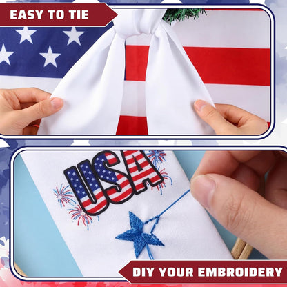 Skiennix Wreath Sash - Satin Blank Sashes for Monogramming | Indoor/Outdoor Home Decor (White, 4th of July)