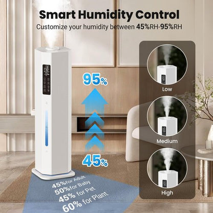 GloryAir Humidifier - 2.38 Gal Top Fill Cool Mist for Large Rooms | 120-Hour Run Time, Auto Mode, 7-Color Light