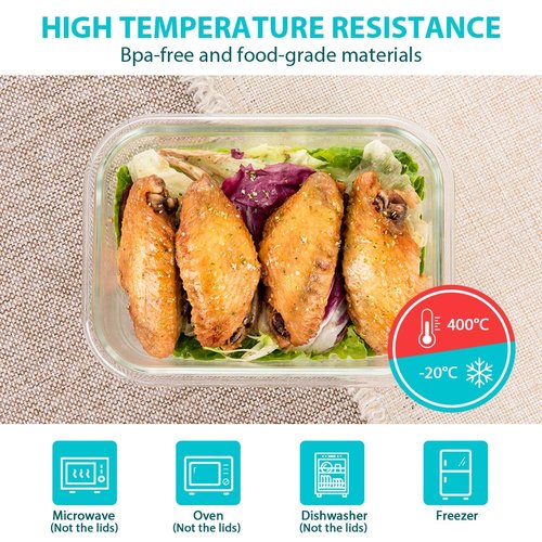Bayco Glass Food Storage Containers with Lids, [24 Piece] Meal Prep, Airtight Bento Boxes, BPA Free & Leak Proof (12 lids & 12 Containers) - Blue