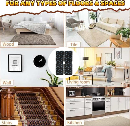 Rug Carpet Non-Slip Grippers by [Brand Name] - Reusable Double-Sided Tape Pads for Area Rugs | 8 Strong Adhesive Grippers