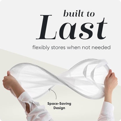 Handy Laundry Collapsible Mesh Pop-Up Hamper - Space-Saving 2-Pack with Wide Opening & Side Pocket | Durable & Breathable (White)