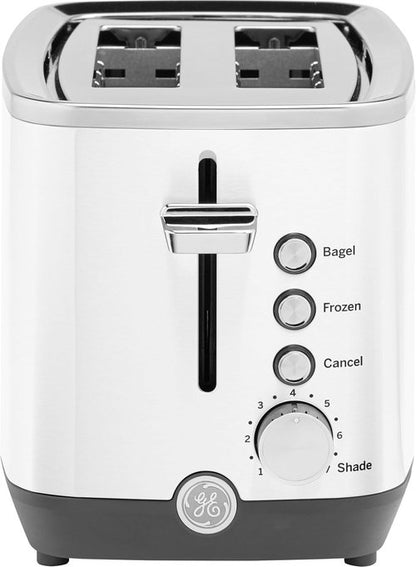 GE 2-Slice Toaster - Extra Wide Slots for Bagels & Breads | 7 Shade Settings, Removable Crumb Tray, 850 Watts, White