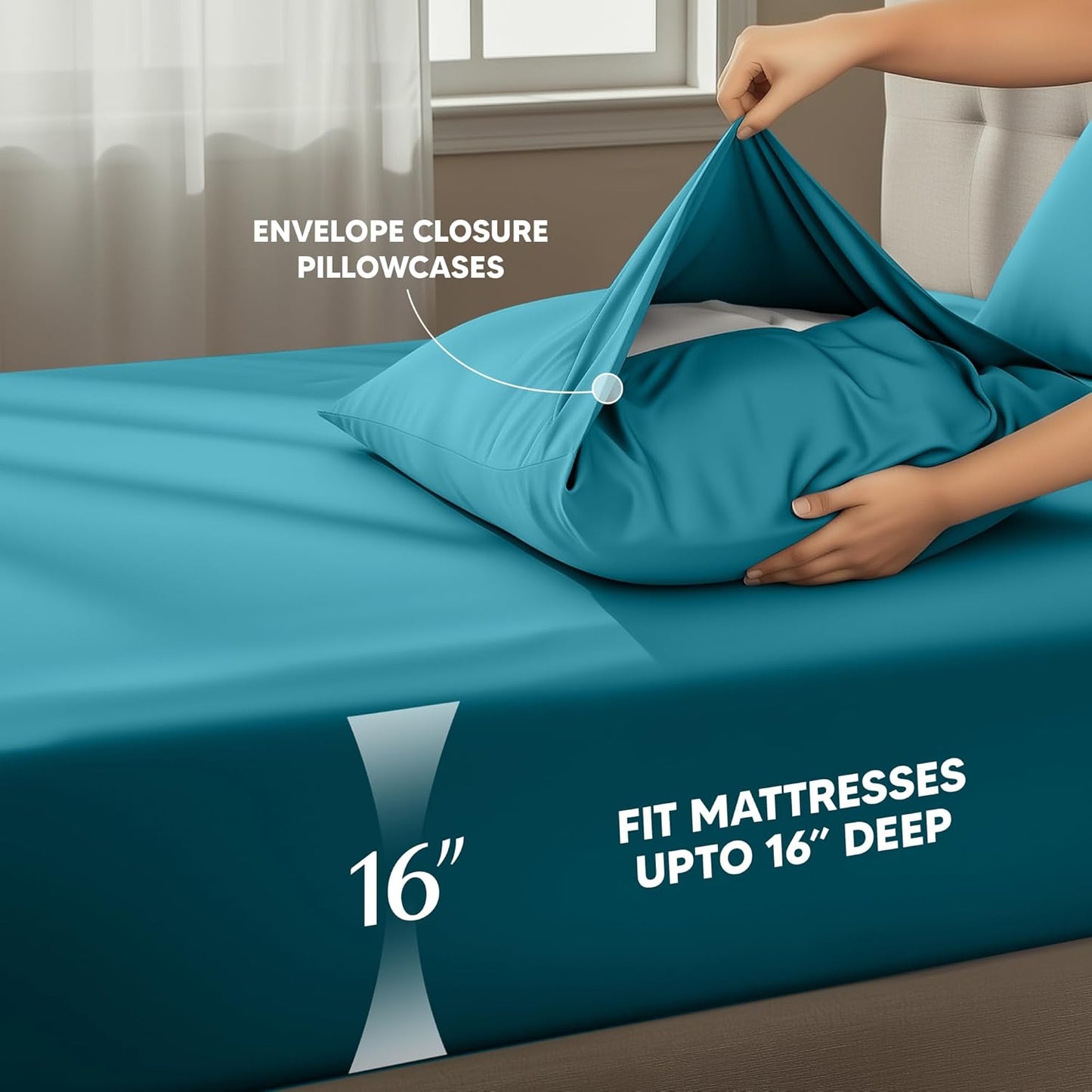 Utopia Bedding California King Sheet Set - Soft, Breathable Microfiber | 4-Piece in Denim Blue