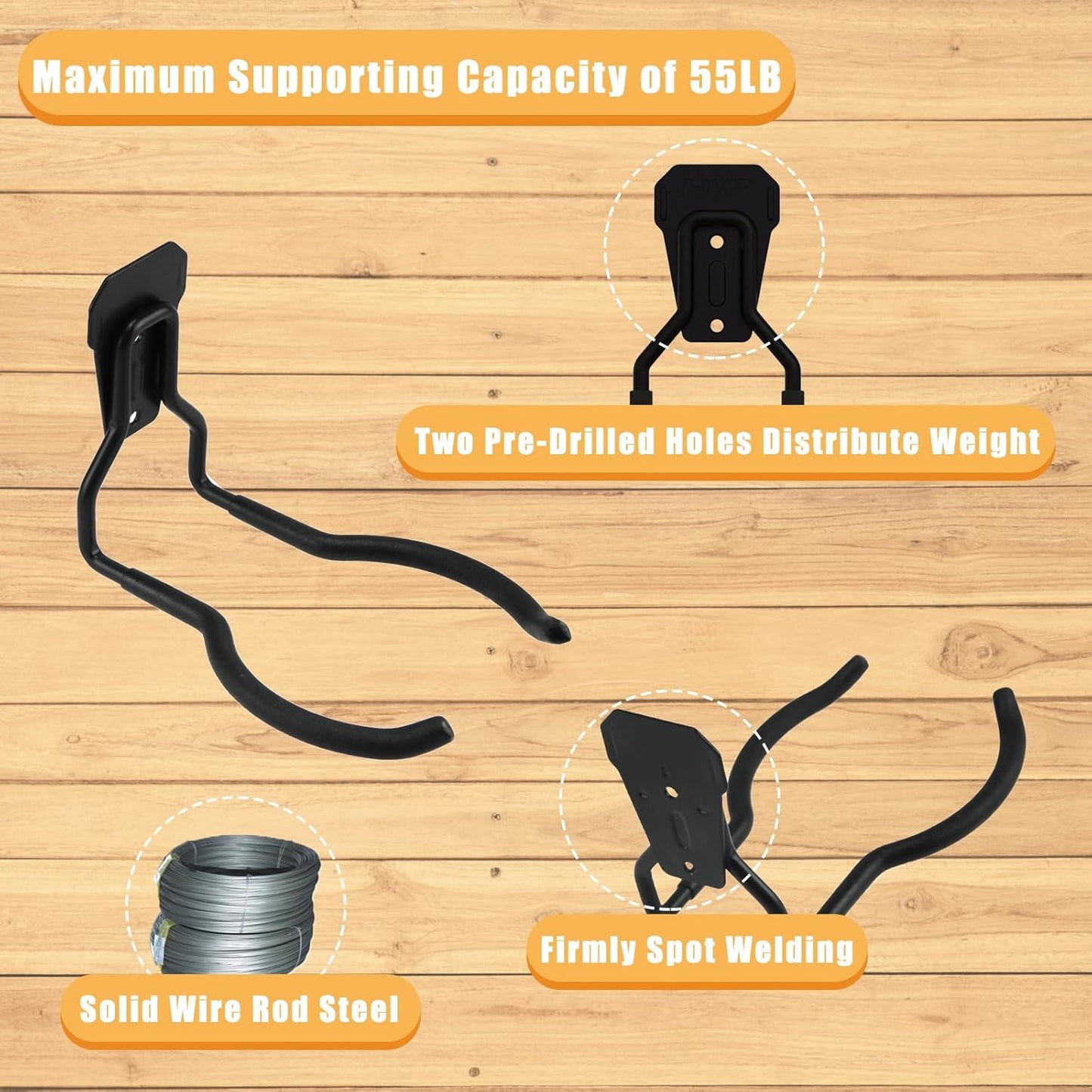 Power Tool Hanger - Garage Wall Hooks for Efficient Tool Organization | 4-Pack Utility Hooks