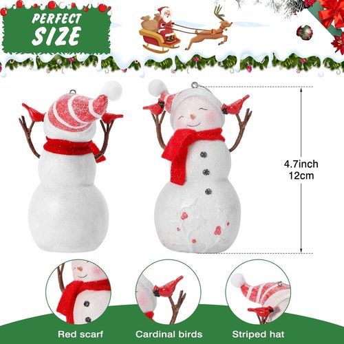 EZVYAO Snowman Figurines - Charming Resin Christmas Decorations for Home & Office | 4.7" Tall, Holding Cardinals