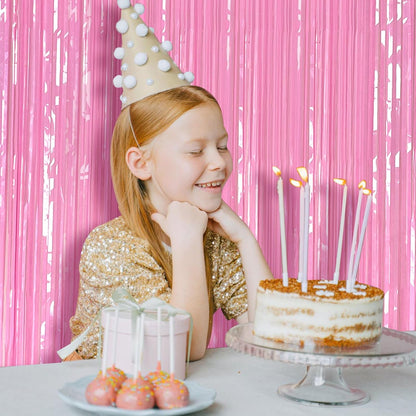Skiennix Pastel Pink Foil Fringe Streamers - Perfect Backdrop for Birthday & Bridal Showers