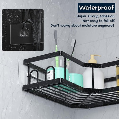AKTECKE Shower Caddy - No Drill Adhesive Wall Hooks for Corner Organizer - Waterproof & Transparent
