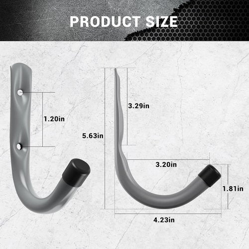 Home Master Hardware 12-Pack Heavy Duty Garage Storage Wall Hooks - Steel Utility Hooks for Ladders, Tools, Bikes | Grey