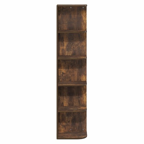 Furinno PASIR Book Shelf, 5-Tier Corner Bookshelf with Open Shelf, Standing Bookcase, 9.3 x 12 x 51.7, for Organization and Storage, for Living Room, Bedroom, Home Office, Amber Pine