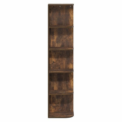 Furinno PASIR Book Shelf, 5-Tier Corner Bookshelf with Open Shelf, Standing Bookcase, 9.3 x 12 x 51.7, for Organization and Storage, for Living Room, Bedroom, Home Office, Amber Pine