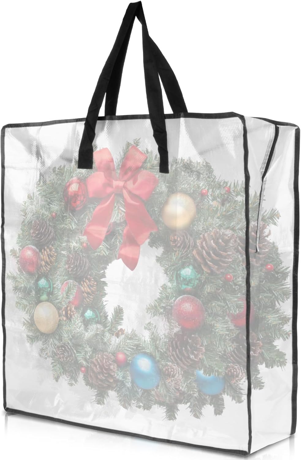 Rainflow Christmas Wreath Storage Container - Heavy-Duty Clear Bags with Zipper for Wreaths & Gifts | 24 Inch